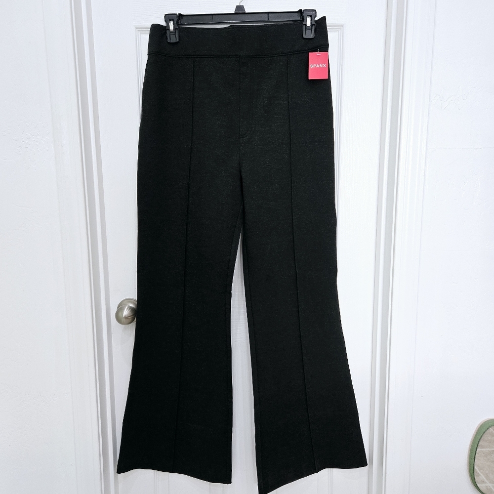 Spanx Size 1X Ponte High Rise Flare Pants 20252R Charcoal Heather Gray NWT